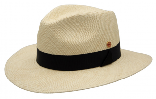 Luxusní panamský klobouk Fedora s černou stuhou - Mayser Gedeon - UV faktor 80 Velikost: 61 cm (XL)