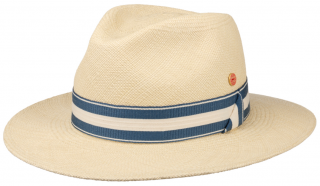 Luxusní panamský klobouk Fedora s dvoubarevnou stuhou - Mayser Gedeon - UV faktor 80 Velikost: 59 cm (L)