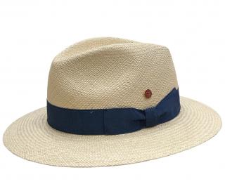 Luxusní panamský klobouk Fedora s modrou stuhou - Mayser Mathis - UV faktor 80 Velikost: 59 cm (L)