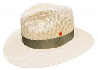 Luxusní panamský klobouk Fedora s zelenou stuhou - ručně pletený, UV faktor 80 -  Ekvádorská panama - Mayser Gedeon Velikost: 57 cm (M)