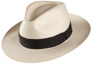 Luxusní panamský klobouk - Panama Fedora se stuhou - Panama CLASSIC Velikost: 61 cm (XL)