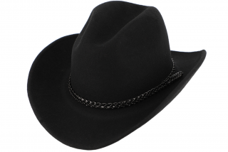 Měkký klobouk ve stylu western - tvárný (tvarovatelná krempa) s drátem po okraji a koženým řemínkem Velikost: 54 cm
