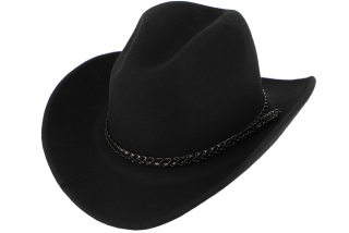 Měkký klobouk ve stylu western - tvárný (tvarovatelná krempa) s drátem po okraji a koženým řemínkem Velikost: 55 cm  (S)