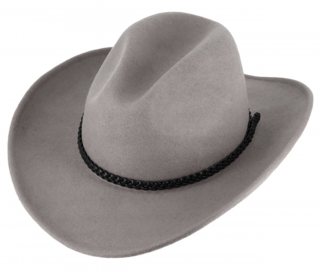 Měkký šedý klobouk ve stylu western - tvárný (tvarovatelná krempa) s drátem po okraji a koženým řemínkem Velikost: 61 cm (XL)