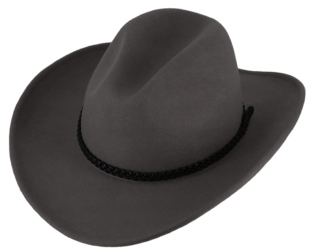 Měkký tmavě šedý klobouk ve stylu western - tvárný (tvarovatelná krempa) s drátem po okraji a koženým řemínkem Velikost: 59 cm (L)