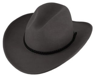 Měkký tmavě šedý klobouk ve stylu western - tvárný (tvarovatelná krempa) s drátem po okraji a koženým řemínkem Velikost: 60 cm