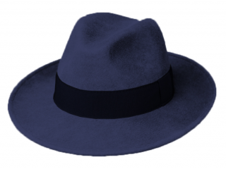 Modrý klobouk plstěný - modrý s černou stuhou - Bogart Velikost: 61 cm (XL)