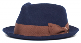 Modrý trilby klobouk s hnědou stuhou -  Goorin Bros Fabyan Park Velikost: 55 cm  (S)
