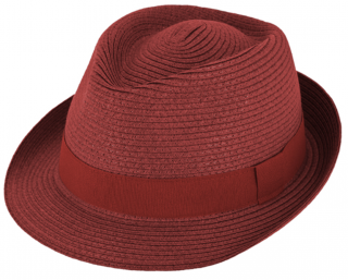 Nemačkavý červený letní klobouk Trilby od Fiebig Velikost: 59 cm (L)