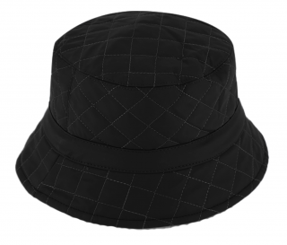 Nepromokavý černý prošívaný bucket hat - podzimní voděodolný klobouk - Fiebig 1903 Velikost: 59 cm (L)