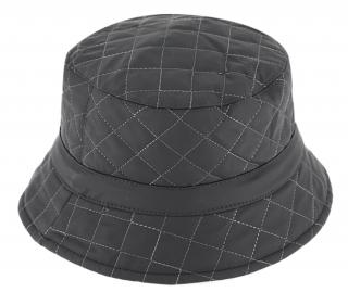 Nepromokavý šedý prošívaný bucket hat - podzimní voděodolný klobouk - Fiebig 1903 Velikost: 57 cm (M)