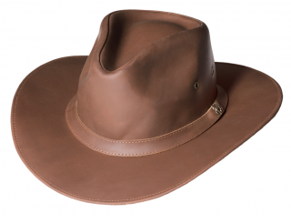 Nubukový kožený klobouk s koženou stuhou - Stars and Stripes kožený klobouk Velikost: 57 cm (M)