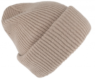 Objemná pletená béžová zimní čepice - Fiebig -  merino vlna a alpaka Velikost: Unisize (S-XL)
