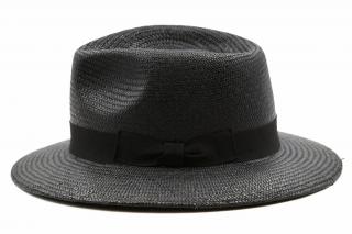 Panamský černý klobouk Fedora s hedvábnou stuhou - Marone Velikost: 59 cm (L)