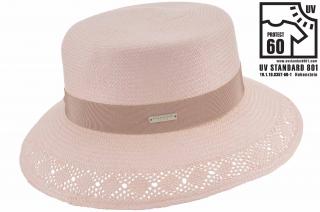 Panamský klobouk -Cloche s širší krempou - růžový - UV faktor 60 Velikost: 57 cm (M)