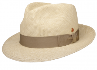 Panamský klobouk Trilby s menší krempou s béžovou stuhou - ručně pletený, UV faktor 80 -  Ekvádorská panama - Mayser Maleo Velikost: 56 cm