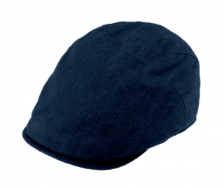 Pánská lněná letní bekovka - Fiebig since 1903 - modra (UV filtr 50, ochranný faktor) Velikost: 57 cm (M)