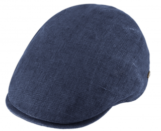 Pánská lněná letní bekovka - Fiebig since 1903 - modrá (UV filtr 50, ochranný faktor) Velikost: 59 cm (L)