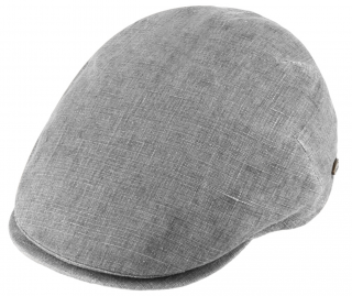 Pánská lněná letní bekovka - Fiebig since 1903 - šedá (UV filtr 50, ochranný faktor) Velikost: 55 cm  (S)