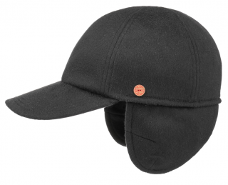Pánská zimní černá kašmírová kšiltovka - Mayser Lars  (ušní klapky) -  100 % kašmír Velikost: 61 cm (XL)
