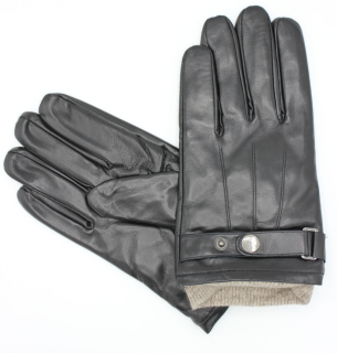 Pánské černé kožené  rukavice - Fiebig Velikost Rukavice: 9,5 (L)