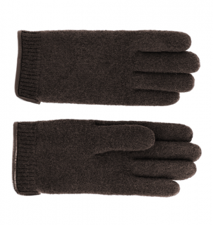 Panské hnědé pletené rukavice -  Fiebig Velikost Rukavice: 10 (XL)