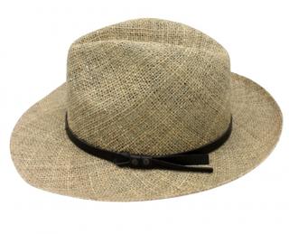 Pánský slaměný Bogart klobouk z mořské trávy s koženou stuhou - Fedora Velikost: 55 cm  (S)