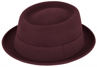 Plstěný klobouk porkpie - Fiebig  - bordó klobouk Velikost: 57 cm (M)
