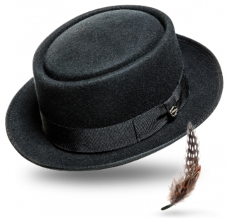 Plstěný klobouk porkpie - KASTORI  - AARON, černý klobouk Velikost: 55 cm  (S)