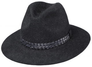 Šedý chlupatý klobouk Fiebig - vysoký vlas z králičí srsti Velikost: 57 cm (M)