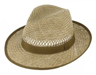 Slaměný fedora klobouk s hnědou stuhou - Bogart - Fiebig Velikost: 57 cm (M)