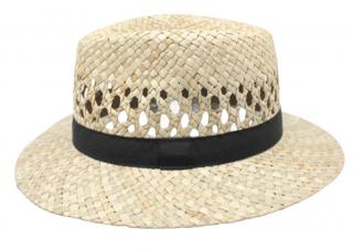 Slaměný klobouk s černou stuhou - Fedora Velikost: 59 cm (L)