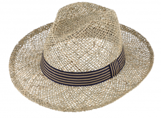Slaměný klobouk z mořské trávy Fiebig - Fedora Velikost: 56 cm