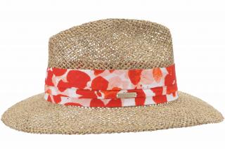 Slaměný klobouk z mořské trávy s černou stuhou - Fedora Velikost: 59 cm (L)