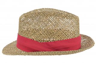 Slaměný klobouk z mořské trávy s červenou stuhou - Trilby Velikost: 59 cm (L)