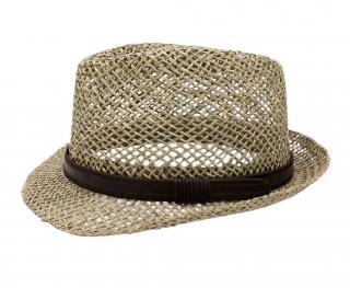 Slaměný klobouk z mořské trávy s koženou stuhou - Trilby Velikost: 56 cm