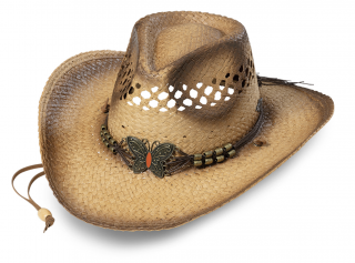 Slaměný western klobouk - Stars and Stripes - Butterfly se šňůrkou pod bradu Velikost: Unisize (S-XL)