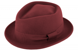 Trilby klobouk vlněný Fiebig  - bordó s bordó stuhou - Diamond Woolfelt Velikost: 57 cm (M)