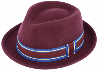 Trilby klobouk vlněný Fiebig  - bordó s rypsovou stuhou Velikost: 61 cm (XL)