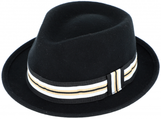 Trilby klobouk vlněný Fiebig  - černý s rypsovou stuhou Velikost: 61 cm (XL)