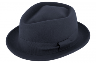 Trilby klobouk vlněný Fiebig  - modrý s modrou stuhou - Diamond Woolfelt Velikost: 57 cm (M)