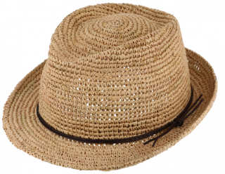 Trilby Raffia Crochet - slaměný béžový klobouk s koženou stuhou Velikost: 55 cm  (S)