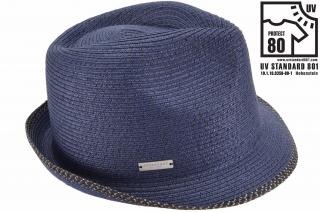 Trilby - slaměný  modrý letní klobouk - Seeberger  - UV faktor  80 Velikost: 57 cm (M)