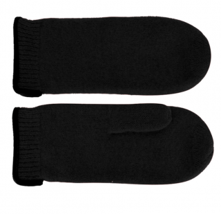 Unisex černé palčáky s koženým limcem -  Fiebig Velikost: Unisize (S-XL)