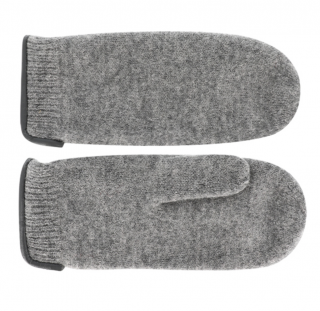 Unisex šedé palčáky s koženým limcem -  Fiebig Velikost: Unisize (S-XL)