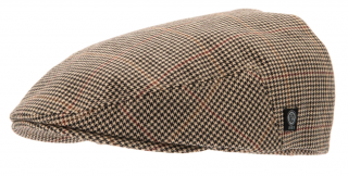 Vlněná podzimní hnědá bekovka  - driver cap od CTH Ericson - Moon Houndstooth Brown Velikost: 57 (M)