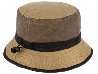 Volnočasový legendární bucket hat od Fiebig 1903 - hnědobéžový - sepraná bavlna Velikost: 56 cm