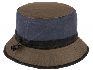 Volnočasový legendární bucket hat od Fiebig 1903 - hnědomodrý - sepraná bavlna Velikost: 56 cm
