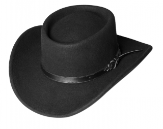 Westernový černý klobouk s koženým řemínkem - Bad Beat Velikost: 55 cm  (S)