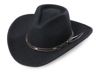 Westernový černý klobouk s koženým řemínkem - Dallas Velikost: 55 cm  (S)